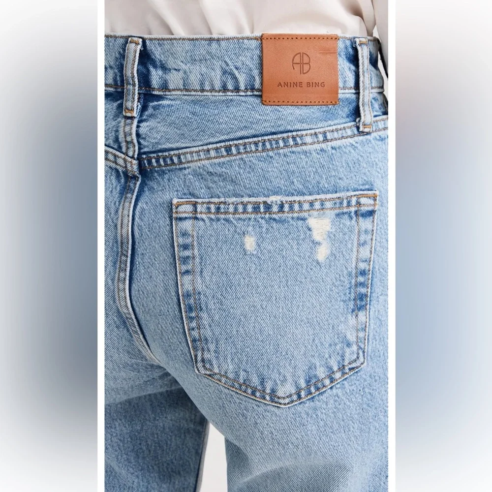 Anine Bing Light Blue Straight Leg Jeans - Picture 3 of 3